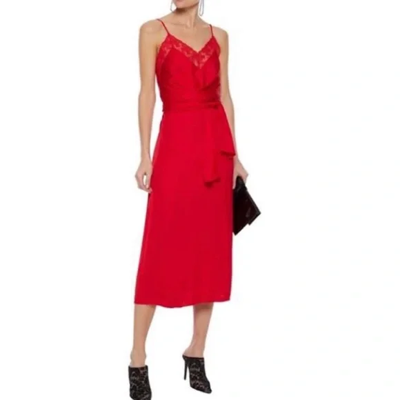 sandro red silk dress SANDRO Asymmetric Maxi Dress | Red